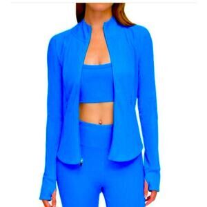 NEW $79 DKNY Sport Royal Blue Ribbed Full Zip Athletic Jacket Size Small